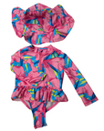 Swimsuit + Pink Flower Hat - Tommy Bahama - 12m