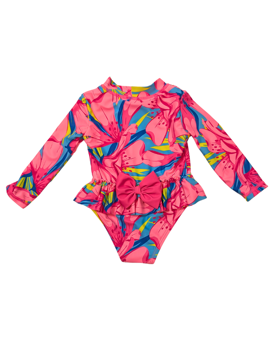 Maillot de bain manches longues fleurs roses - Tommy Bahama - 12m