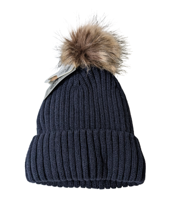 Navy blue winter hat with pompom 3-6Y