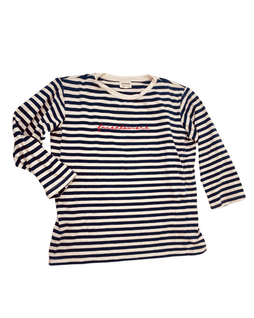 TajineBanane - Navy/white striped nursing long-sleeve shirt 