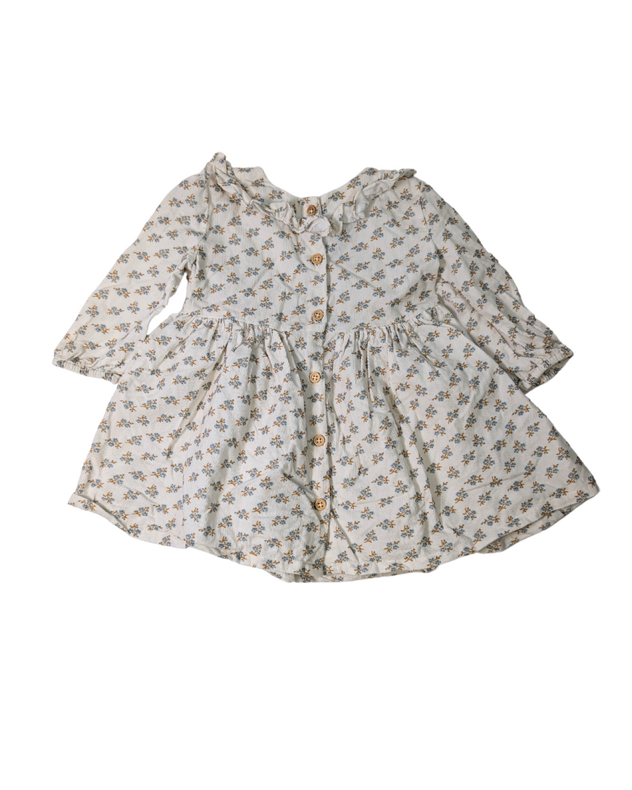 Robe corduroy léger fleurs bleues - Cyrillus - 6m