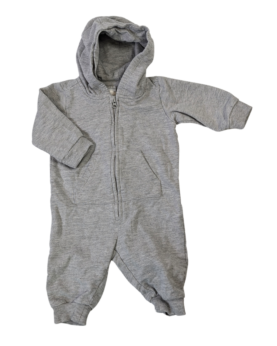 One piece grey cotton fleece - H&M - 2-4m