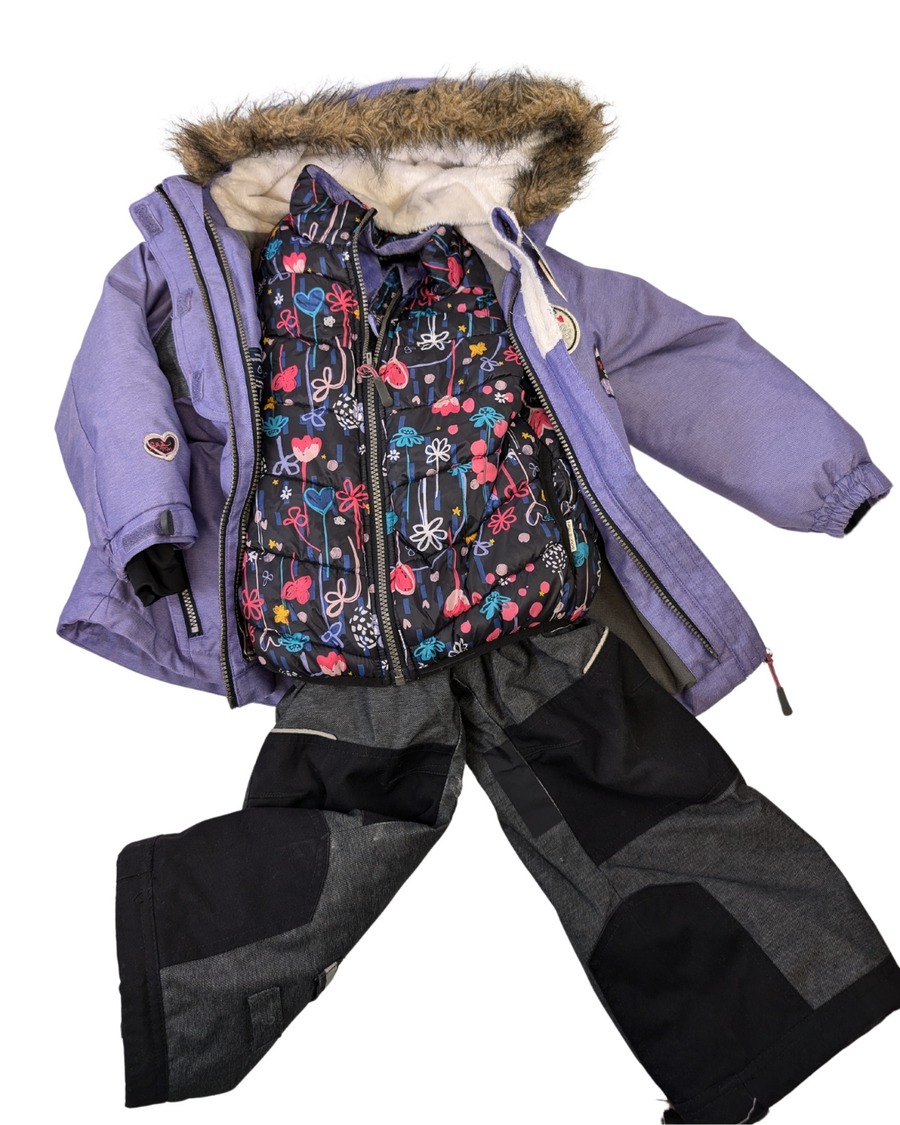 3-piece grey and purple snowsuit - Souris Mini - T4