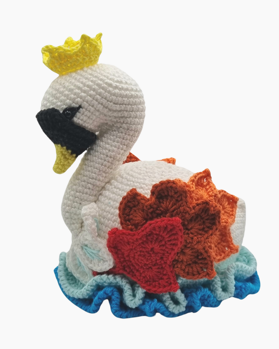 Knitted soft toy - Naomi the swan