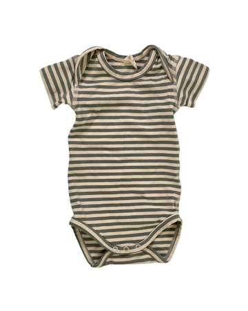 Quincy Mae - Green and Cream Striped Onesie 3M