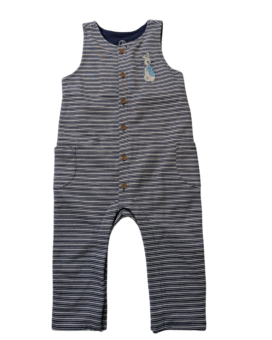 Striped cotton overalls - Marks and Spencer - 12-18m