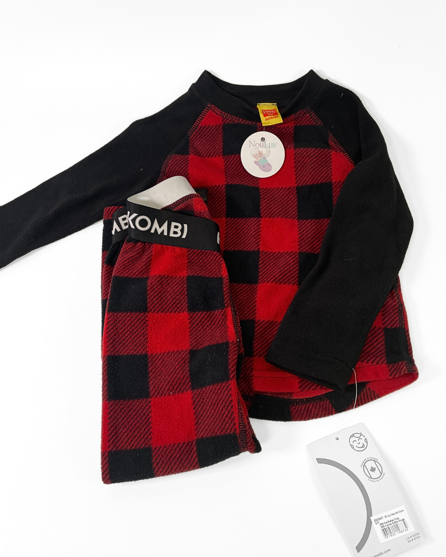 Kombi - Red checkered fleece set - 2-3 years