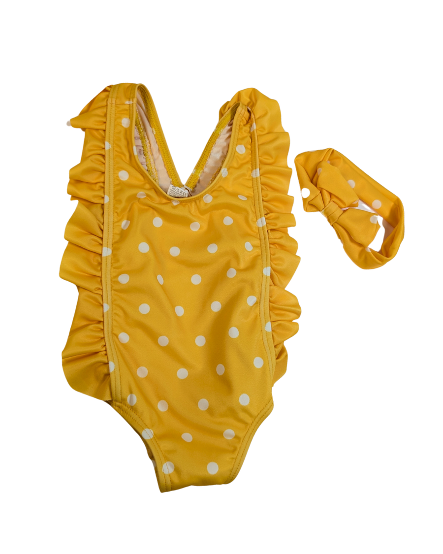 Yellow Polka Dot Swimsuit - 12m