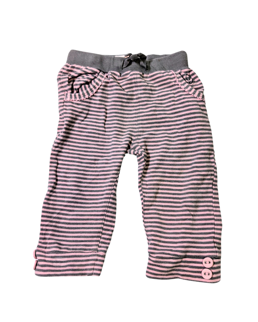 Pantalon rayé rose et gris - Noppies - 6m