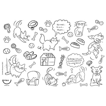 Coloring Placemat 12x18in - Cats and Dogs (2 sided)