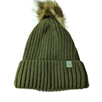 Green winter hat with pompom - T3-5