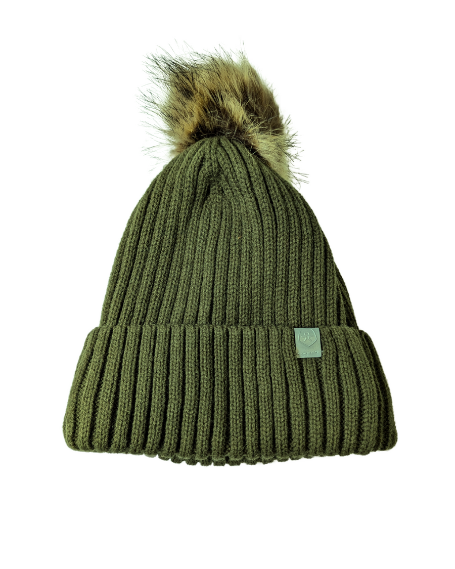 Green winter hat with pompom - T3-5