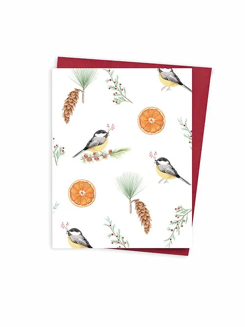 Greeting card - Chickadee pattern