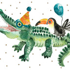 Greeting card - Alligator and toucan party