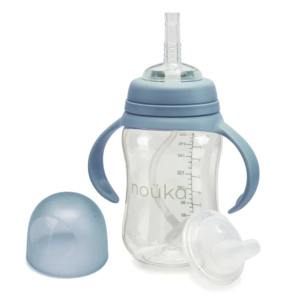 Transitional cup with weighted straw and sippy