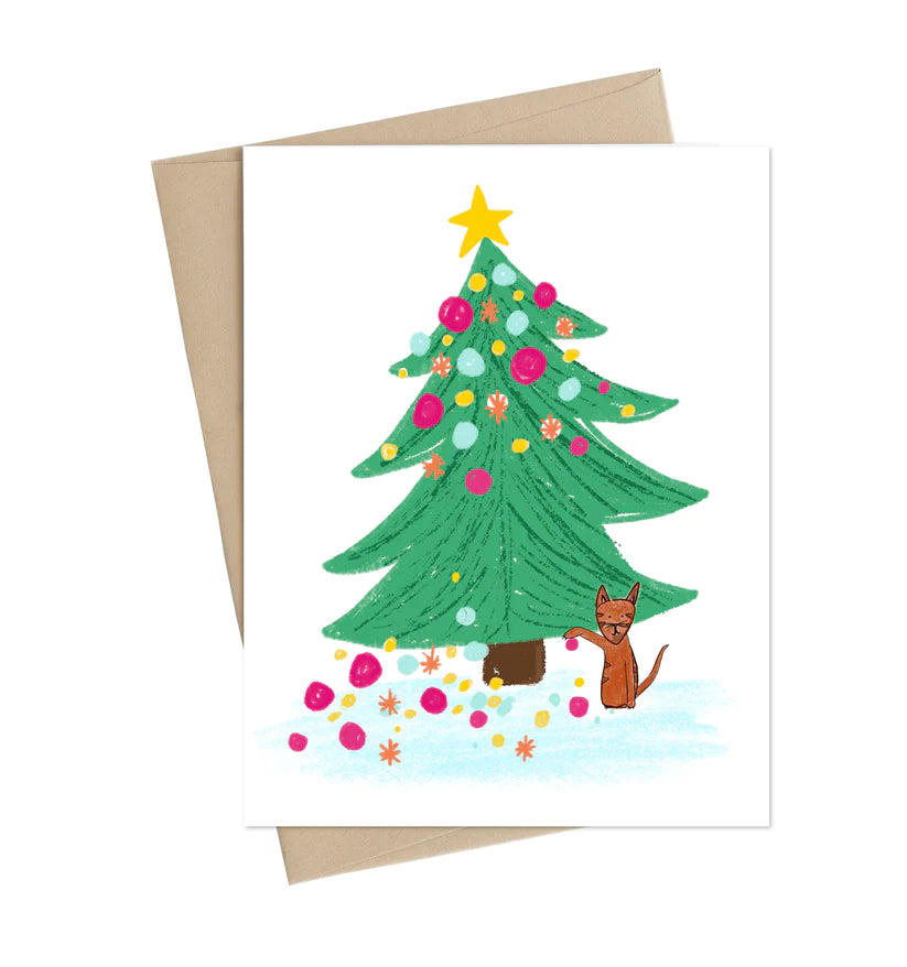Greeting Card - Cat vs. Christmas Tree